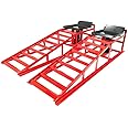 TECHTONGDA 2pcs Car Lift Service Ramps with Hydraulic Jack Heavy Duty for Vehicle Auto Truck Garage Repair Steel Frame