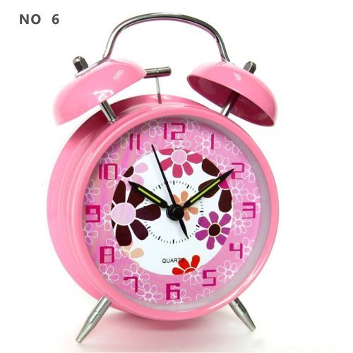 HITOâ„¢ 4" Silent Quartz Analog Twin Bell Alarm Clock with Nightlight and Loud Alarm (NO6)
