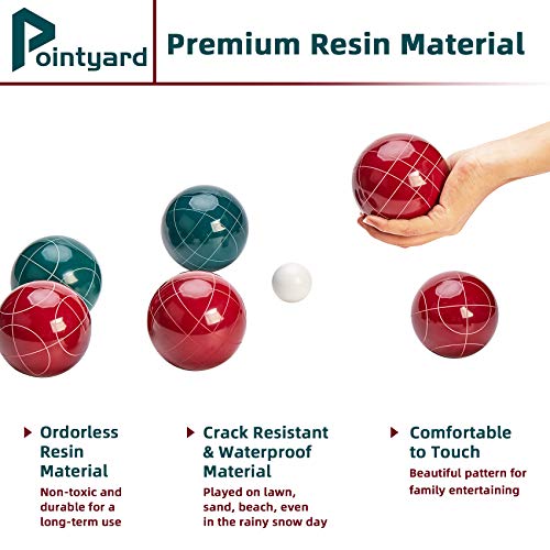Pointyard Bocce Ball Set, 90mm Classic Bocce Ball Set with 8 Resin