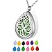 HOUSWEETY Aromatherapy Essential Oil Diffuser Necklace-Stainless Steel Locket Pendant,12 Refill Pads(Non-engraving)