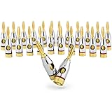 Ocelot Banana Plugs, 24k Gold Plated Connectors, Open Screw Type, 12 Pair