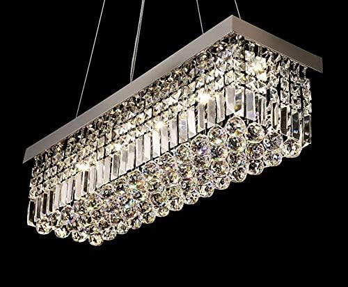 LLYU Modern Rectangular Crystal Chandelier Lighting Restaurant Chandelier Lighting L70 x W25 x H23cm