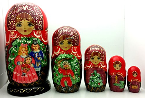 Russian Nesting dolls Hand Painted 5 piece Set Fairy tale Nutcracker