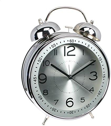 Alarm Clock Twin Bell Retro Alarm Clock (Silver)