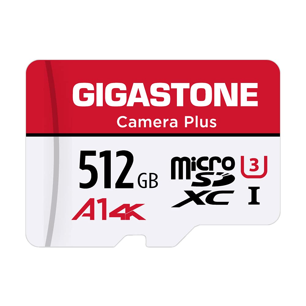 Gigastone 512GB Camera Plus Series Memory Card, Read Speed up to 100MB/s. Ideal for Full HD Video Gopro Drone Android Camera, A1 Micro SDXC Card with Mini Case and SD Adapter. — image 1