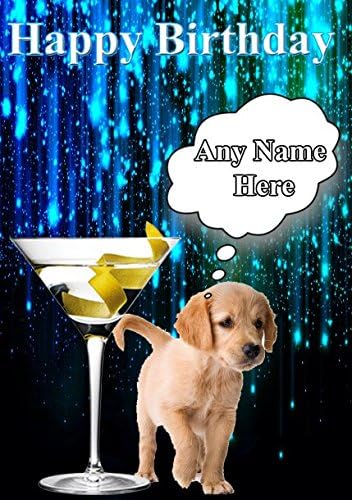 Code26 Carte D Anniversaire Personnalisee Pour Chiot Golden Retriever Motif Verre A Cocktail Amazon Fr Fournitures De Bureau