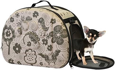 Pet Travel Carrier, Airline Approved | Soft Sided | Light Weight | Durable EVA Shoulder Toto Bag for Small Dog Cat Puppy by KritterWorld Beige Flower