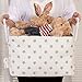 Sea Team Collapsible Rectangular Fabric Storage Bin Decorative Wardrobe Shelf Basket Organizer with Rope Handles for Clothes Storage & Toy Organizer (Grey Star)