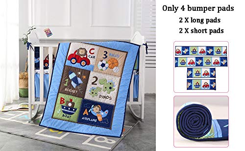 Wowelife Baby Crib Bumpers Blue Breathable Baby Bed Bumper Pads 4 Piece Cars and Plane for Baby Boys and Girls(Blue Airplane) - Thumbnail 6
