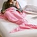 Daenerys-Liu Knitted Mermaid Tail Blanket for Adults Teens Kids Soft and Fashion All Seasons Sleeping Blankets Crochet Snuggle Mermaid, Pink