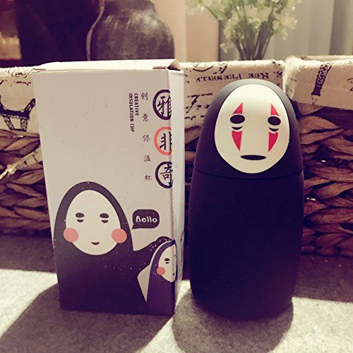 Bamboo's Grocery Studio Ghibli Spirited Away No-Face Water Vacuum Bottle Travel Sport Exercise Mug, 280ML, Black