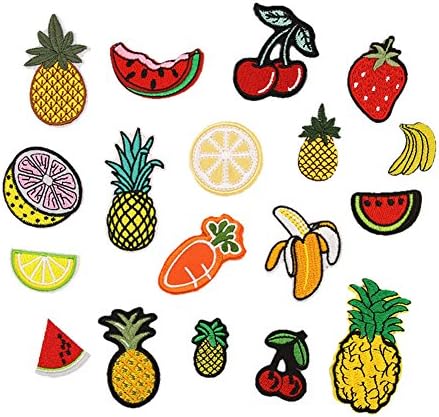 Hwafan Mix 18PCS Fruit Pineapple Lemon Decal Fabric Iron On Patches Embroidered Motif Badge DIY Decoration Applique for Jeans Clothes
