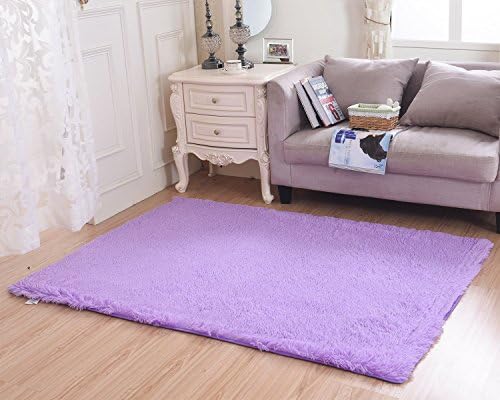 Kid Rugs, CWKTITI Modern Super Soft Kid Living Room Rugs Decorative Shaggy Floor Carpets for Kids Rooms, 2.6 Feet X 4 Feet, Purple