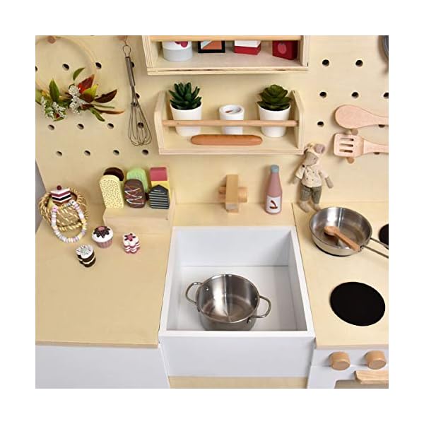 Meppi Kinderküche Kopenhagen, Natur-Weiss - Spielküche aus Holz für Kinder - Küche – Bild 7