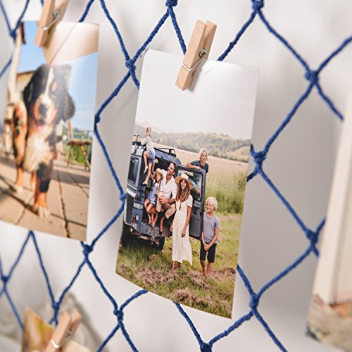 Photo Hanging display with 40 Clip by HAYATA - Fishing Net Wall Decor - Picture Frames & Prints Multi Photos Organizer & Collage Artworks - Nautical Decorative Dorm Bedroom Decorations