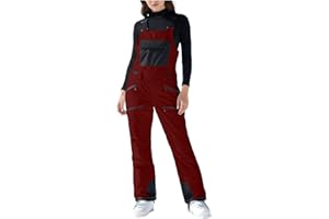 Womens Snow Bibs Insulated Waterproof Winter Overalls Outdoor Snowboard Snowpants Adjustable Strap Warm Jumpsuits
