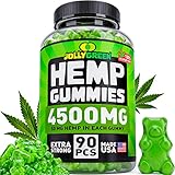 Hemp Oil Gummies 4500MG - 50 MG Each Gummy - Superstrong & USA Made - 100% Natural & Safe Hemp Extract - Tasty Hemp Gummies for Pain, Stress & Anxiety Relief - Sleep & Mood Support - Rich in Omega 3.