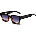 AIEYEZO Square Sunglasses for Women Men Square Thick Frame Sun Glasses Simple Designer Style Shades