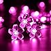 Qedertek Solar Flower String Lights, Cherry Blossom 22ft 50 LED Waterproof Outdoor String Lights for Patio,Lawn,Garden,Holiday and Festivals Decorations (Pink)