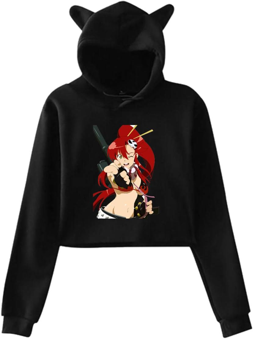 WEIYE Haikyuu Team Types Fancy Aoba Johsai Women's Long Sleeve Cat Crop Top Hoodie Cat Ear Pullover Hooded Sweatshirt