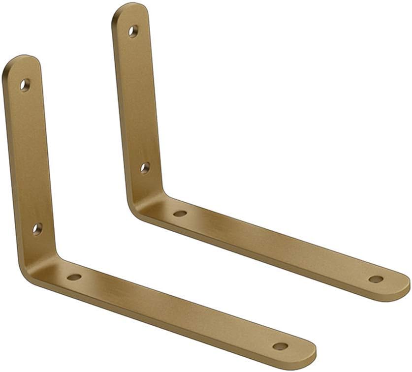 XHCP 2 PCS Shelf Bracket,Golden Shelf Bracket,L Bracket