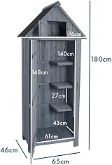 Airwave Bideford Wooden Garden Tool Cabinet Shed Grey 3 Storage Spaces view 4