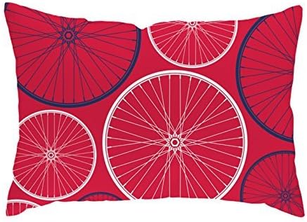 Checkerboard Bicycle In Outdoor Throw pillow, Yellow/Sky Blue