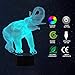 Bedoo Christmas Gift Magic Elephant Lamp 3D Illusion Touch Switch USB Insert LED Birthday Present and Party Decoration, 7 Colours Night Light
