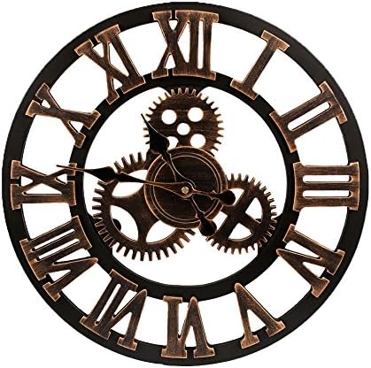 iDONO European Retro Silent Wooden Wall Clock 3D Big Wall Clock Livingroom Office Decor Quartz Clocks Reloj Pared Saat Wandklok