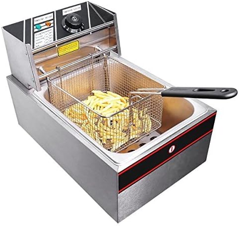2500W 6 Liter Electric Countertop Restaurant Healthy Deep Fryer Tank With Basket Commercial