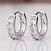 GULICX White Gold Plated Brass Hoops Huggie Earrings Princess Cut CZ Sleeper Earrings Diameter 14 mm