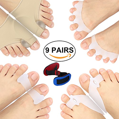 Bunion Corrector, Toe Splint and Bunion Relief Protector Sleeves Kit for Cure Pain in Big Toe Joint, Tailors Bunion, Hallux Valgus, Hammer Toe, Toe Separators Spacers Straighteners Splint Aid Surgery