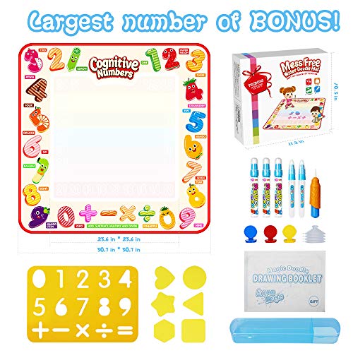 image for TECBOSS Water Drawing Mat Water Doodle Mat, Large Mess Free Aqua Magic