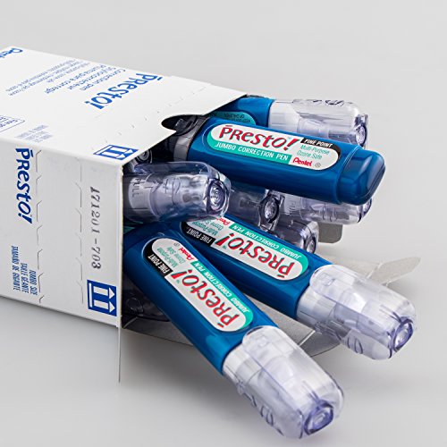 Pentel Presto! Jumbo Correction Pen, Fine Point, Metal Tip, Box of 12