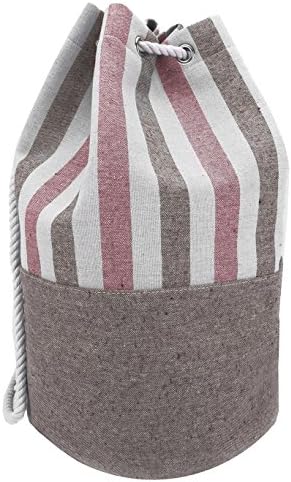 Eshma Mardini Striped Canvas Beach Bag - Inside Lining - Eco Friendly ( Red - Brown )