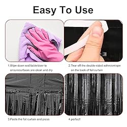 2 Pack 3.2 ft x 9.8 ft Black Tinsel Curtain Party