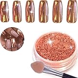 Rose Gold Nail Mirror Powder,DANCINGNAIL Mirror Chrome Effect Pigment Nail Art 2G/BOX
