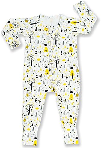 Pajammie Zipsuits Unisex Baby Bamboo and Organic Cotton Romper Footie With 2-Way Zip (6-12 Months, Honey Bears)