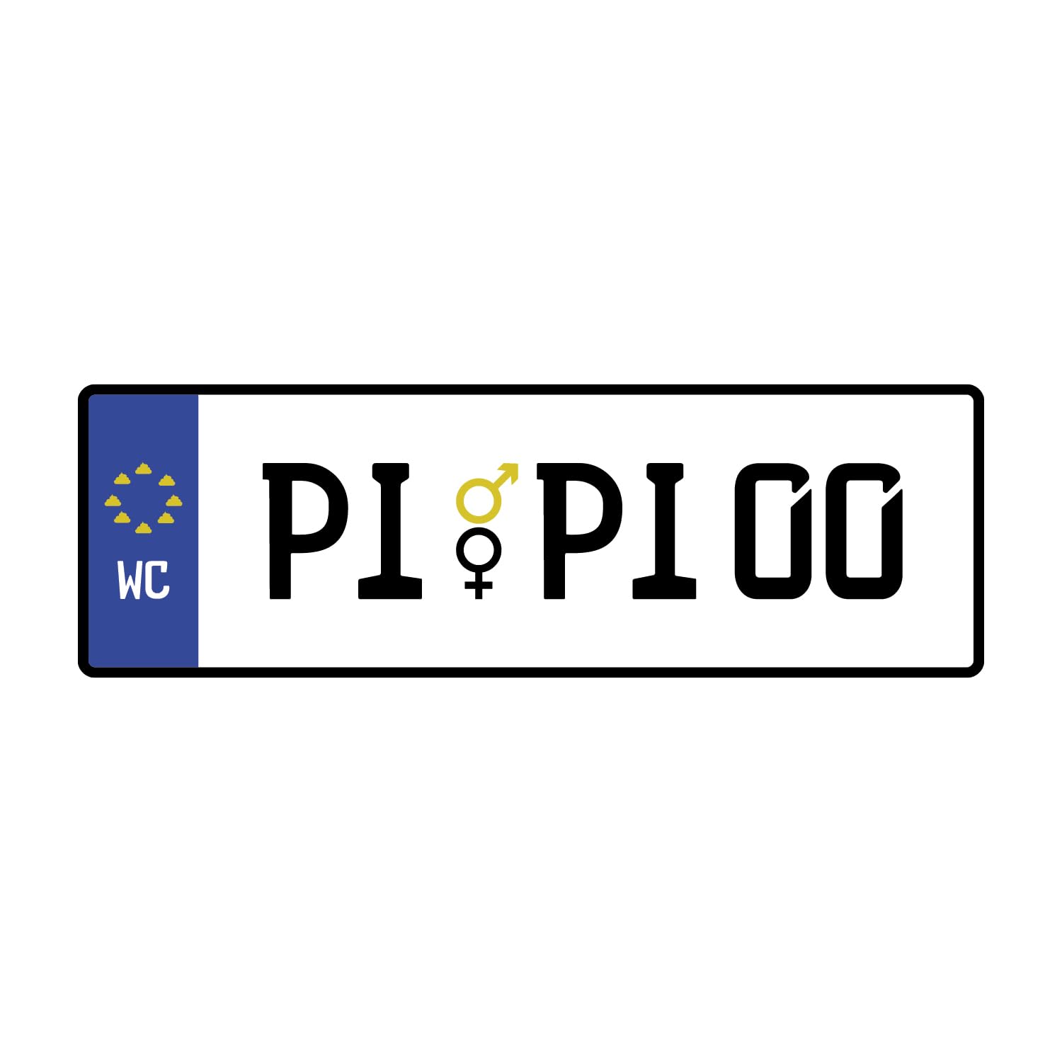 Toilet Sign "PiPi" Unisex Number Plate