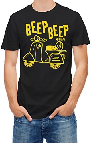 Motorbikes Tshirt beep Vespa Scooter Hand Drawn Black M
