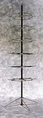 6 Tier Peg Rotating Floor Display in Black 72T x 24W x 24D Inch with 48 Loop Peg