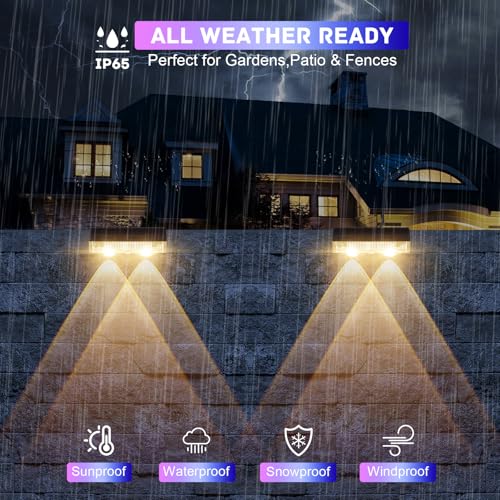 A.bigwhale Solar Outdoor Wall Light, Solar Fence Lights for Outdoor Fence, Pack of 6 Waterproof Solar Lights for Outdoor, Garden, Wall, Balcony, Terrace, Staircase
