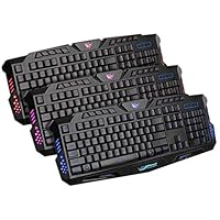 LEEaccessory Wired Gaming Keyboard, Black 114-Key Backlit USB Gaming Keyboard with 3-Level Brightness Adjustment 10 Function Keys Built in, for Enjoyable Gaming Upgrade