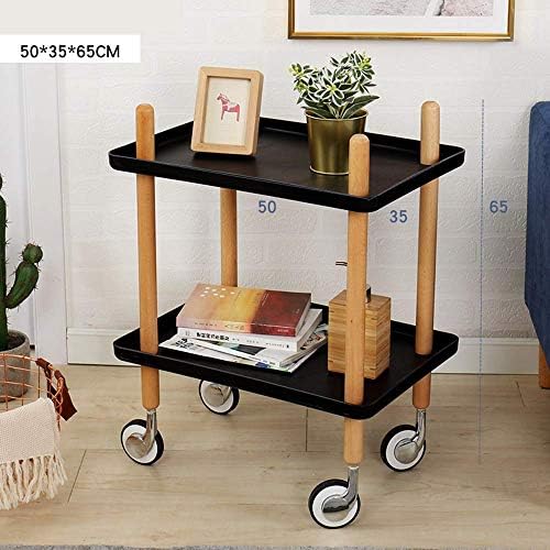 MTX Ltd Drop-Leaf Table/Sofa Desk,Sofa side Table with Wheel Tray Dining Room Living Room Bedroom 2 Layer Bedside Table Practical Rolling Cart 2 Color Multi-Function Desk for Every Occasion, Black