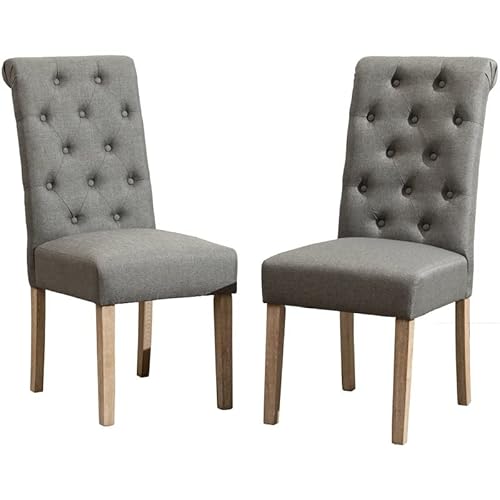 Roundhill Furniture Habit Grey Solid Wood Tufted Parsons Dining - Main Image