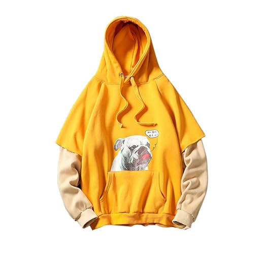 Jaminy Herren Pullover Kapuzenpullover Hoodie Sweatshirt Jungen Kapuzenpullover Hooded Sweatshirt Gefälschte Zweiteiler Kapuz