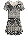 Hibelle Floral Print Tunic, Womans Summer Flowy Shirt Short Sleeve Long Tunics Casual Scoop Neck Paisley Boho Pattern Dressy Top Chic Stylish Knitted Tee Trapeze Blouses Legging Black L