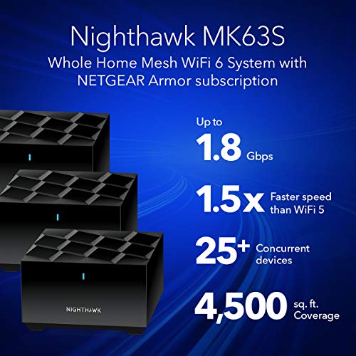 NETGEAR Nighthawk Advanced Whole Home Mesh WiFi 6 System (MK63S) with