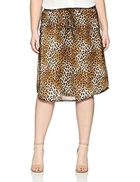 star vixen Women 's Plus talla Tie-cintura Ity elástico a-line longitud media falda