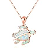 CiNily Opal Pendant Necklace for Women Girls 14K Gold Plated Turtle/Starfish/Dolphin Sea Animal Pendant Opal Jewelry Ocean Necklace